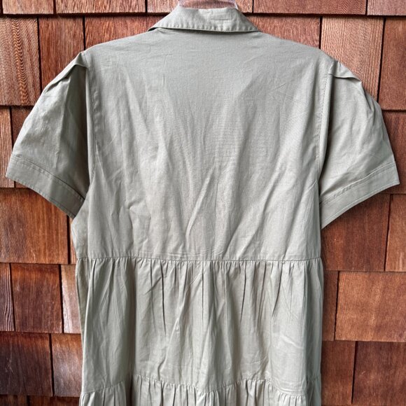 NWT Calvin Klein Olive Cotton Short Sleeve Button Front Shirtdress in Women's 14 - Picture 7 of 11